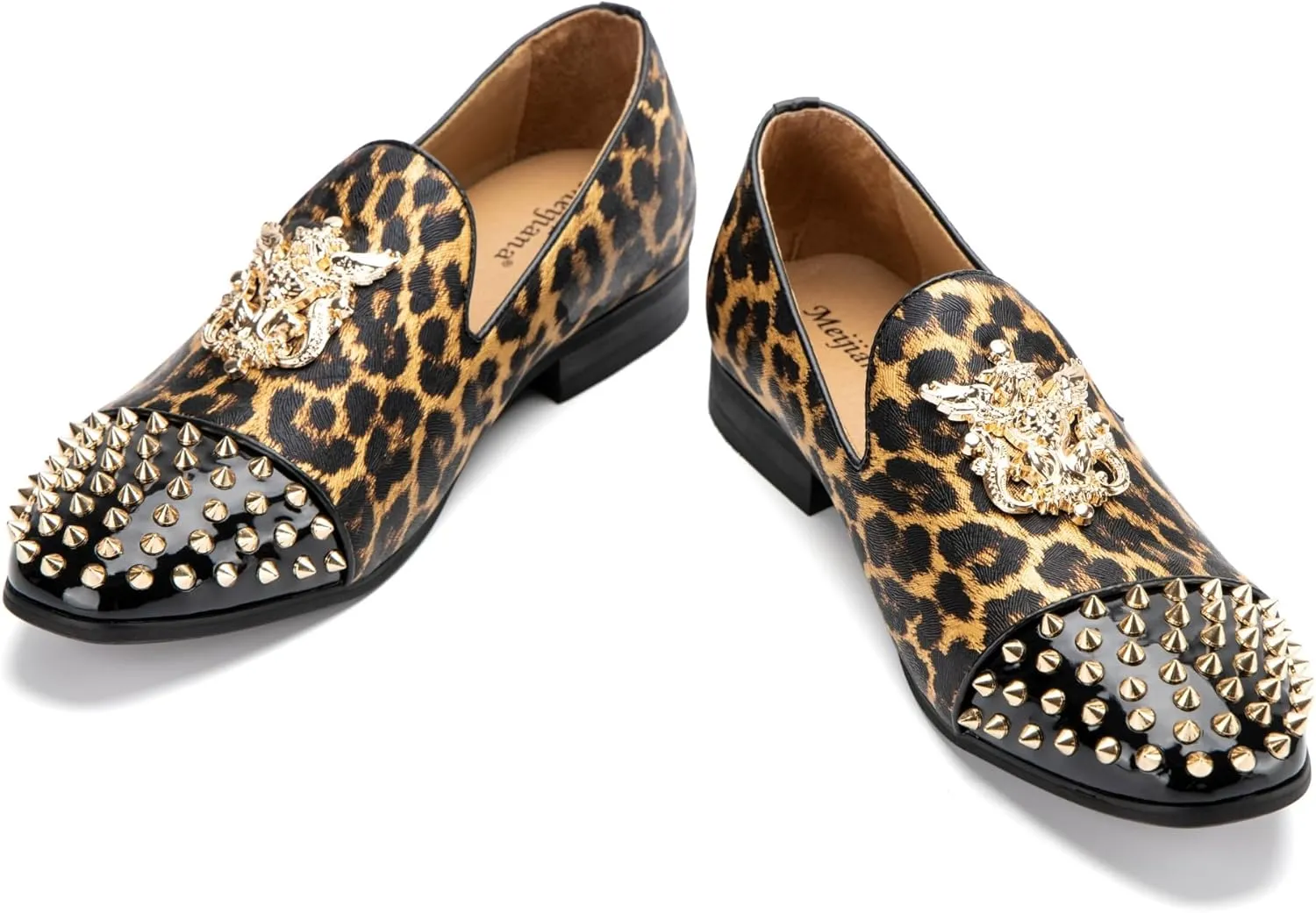 Meijiana Mens Velvet Loafers Dress Shoes with Metal Embellishments Party Luxury Loafer Shoes