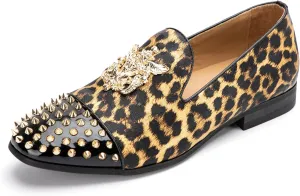 Meijiana Mens Velvet Loafers Dress Shoes with Metal Embellishments Party Luxury Loafer Shoes