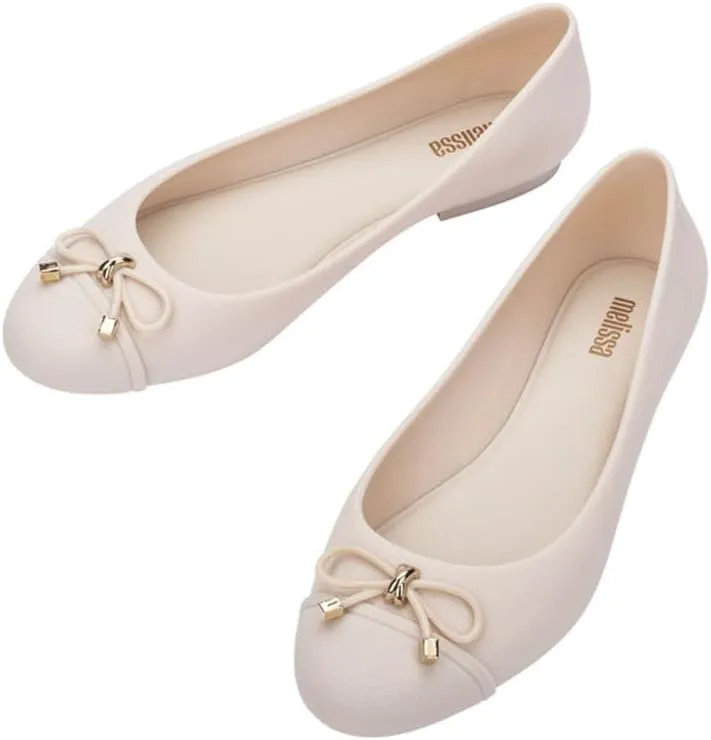 Melissa Doll V Jelly Flats for Women - Soft & Flexible Ballet Flats for Women, Bow Applique, Slip-on Closed-Toe Jelly Shoes