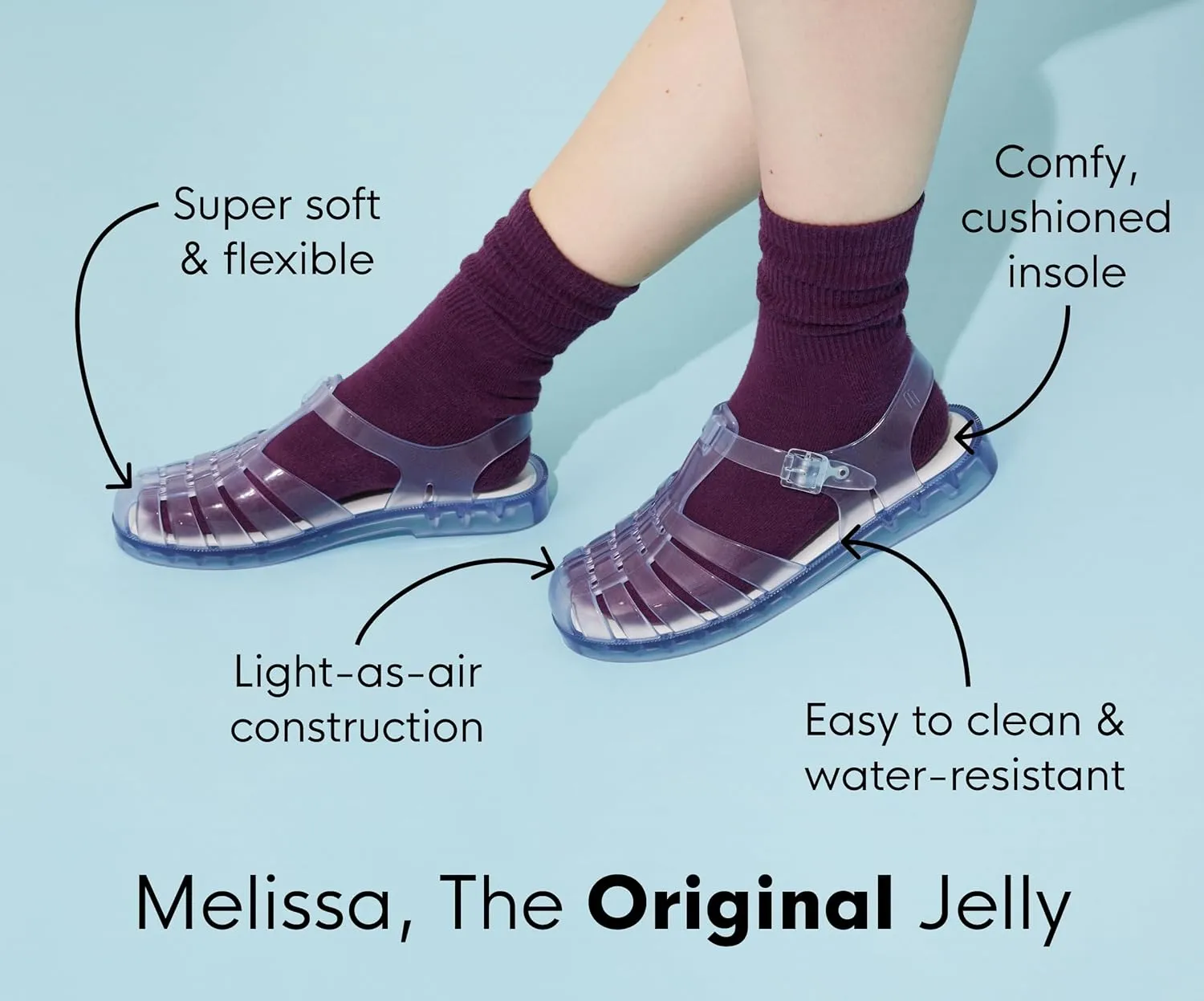Melissa Doll V Jelly Flats for Women - Soft & Flexible Ballet Flats for Women, Bow Applique, Slip-on Closed-Toe Jelly Shoes