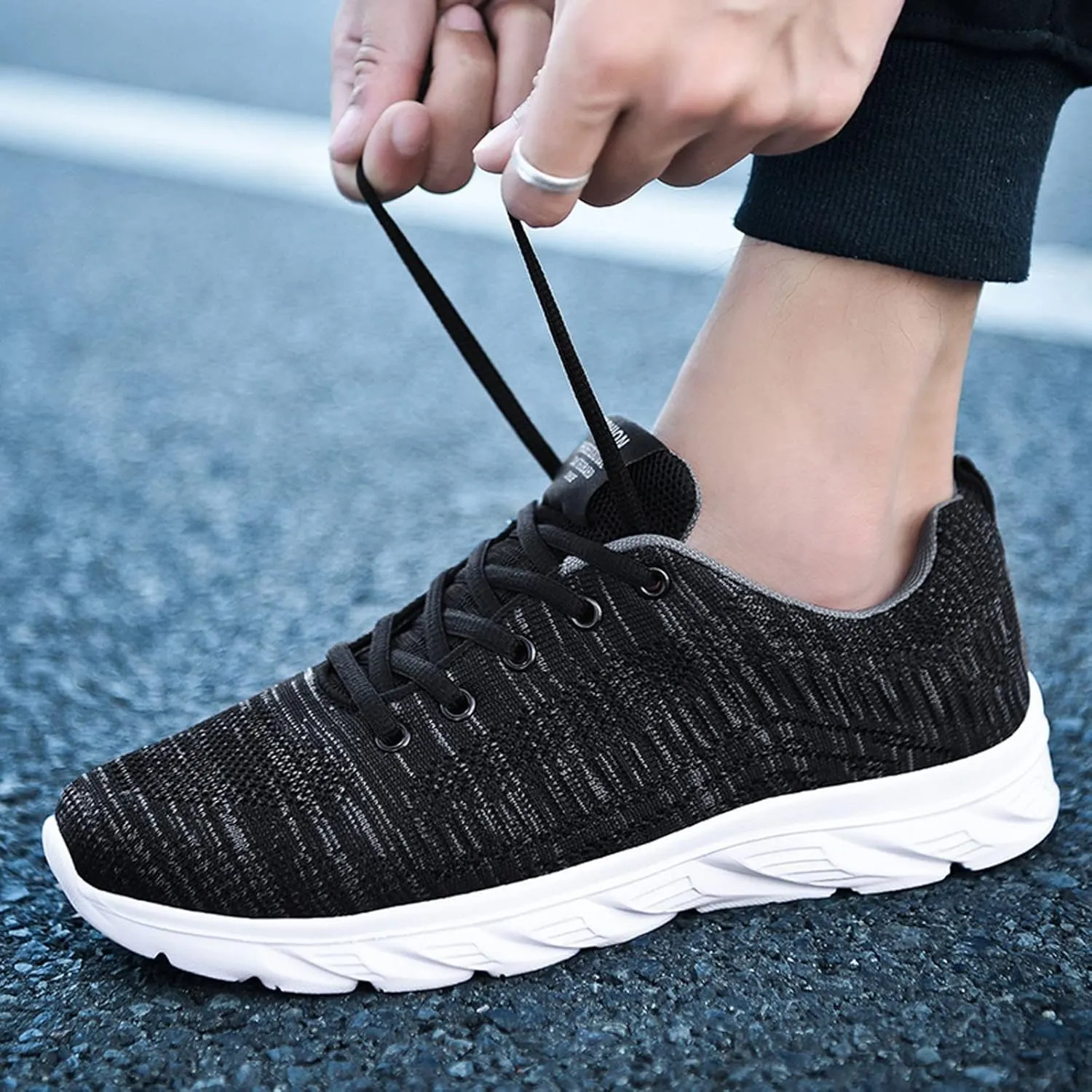 Mens Breathable Lace Up Running Shoes Recovery Air Athletic Running Tennis Shoe Lightweight Work Shoes for Men