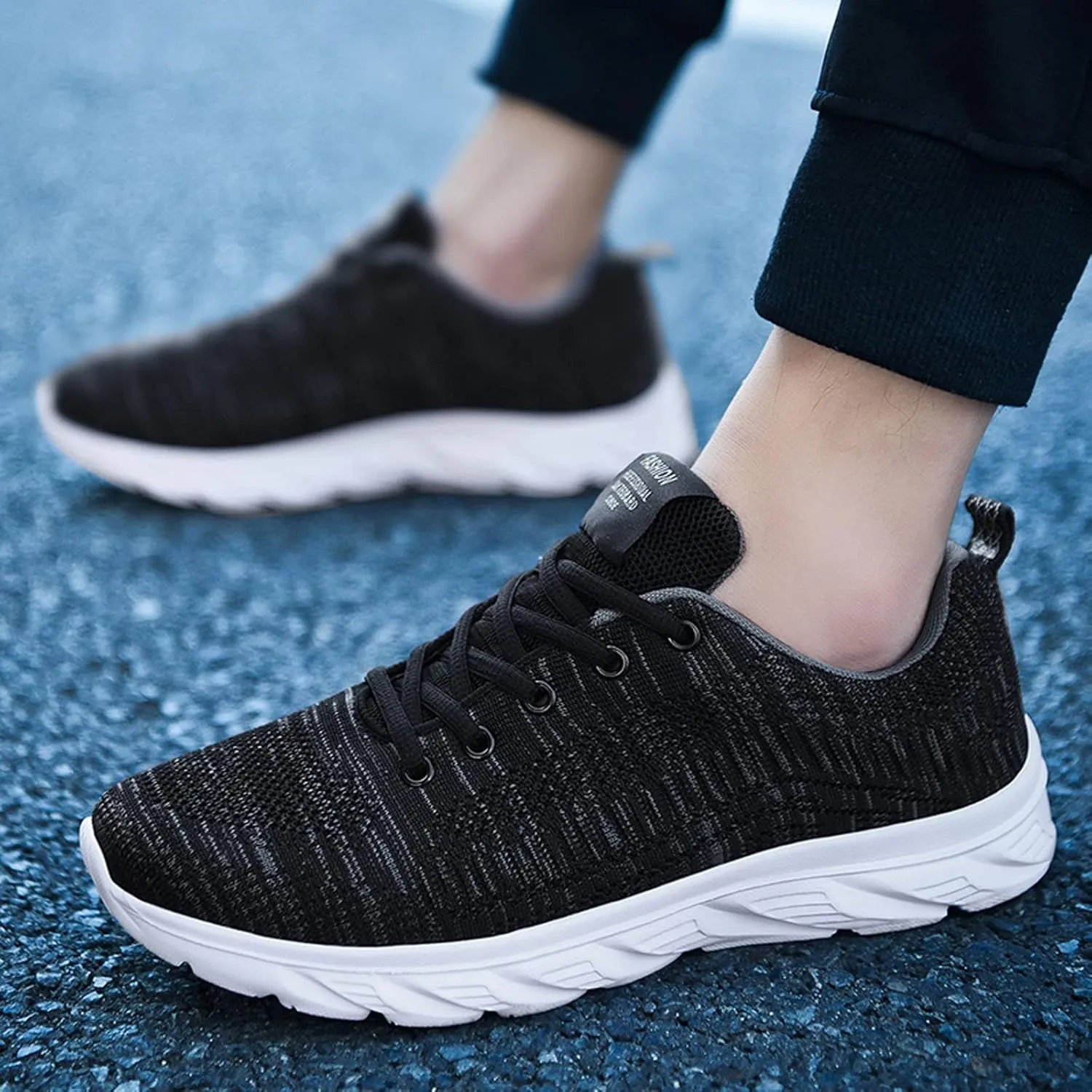 Mens Breathable Lace Up Running Shoes Recovery Air Athletic Running Tennis Shoe Lightweight Work Shoes for Men