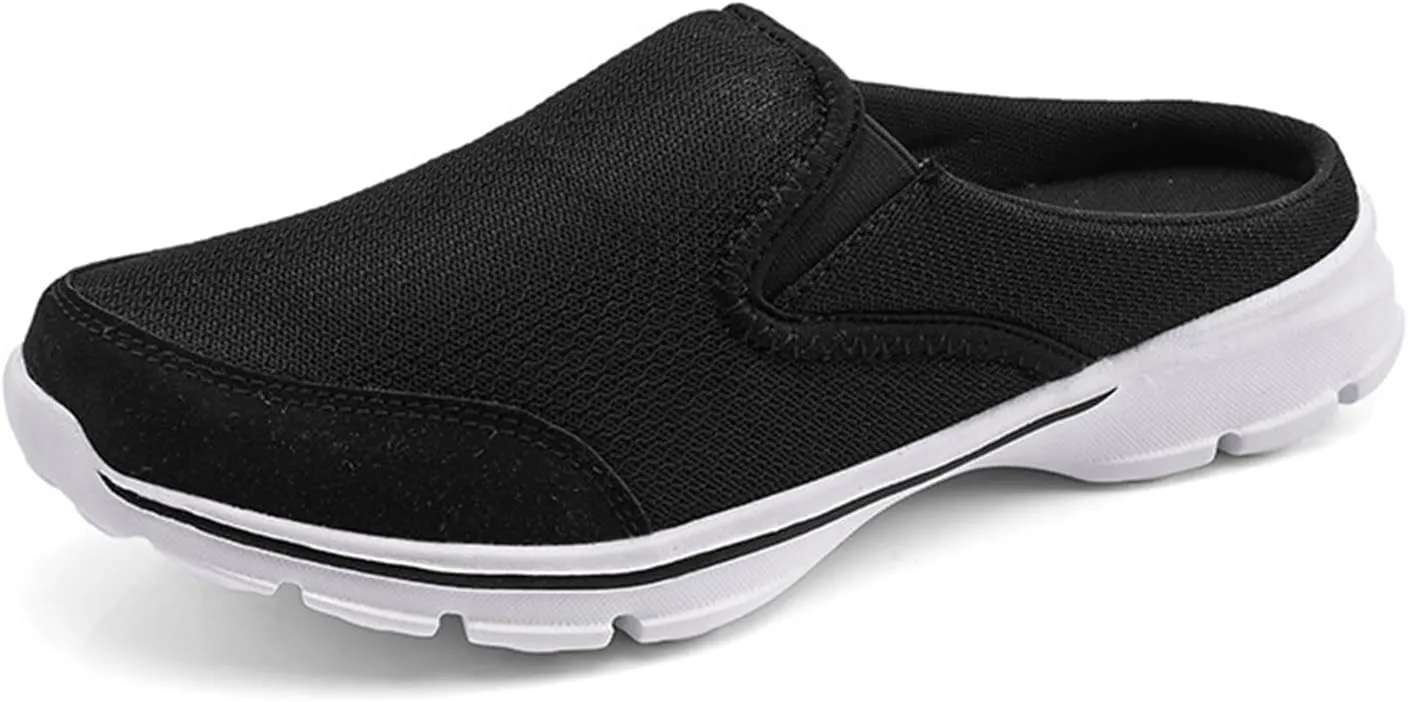 Men's Canvas Backless Flat Loafers Slip-On Comfortable Non-Slip Mules Shoes Breathable Lightweight Fashion Causal Walking Shoes
