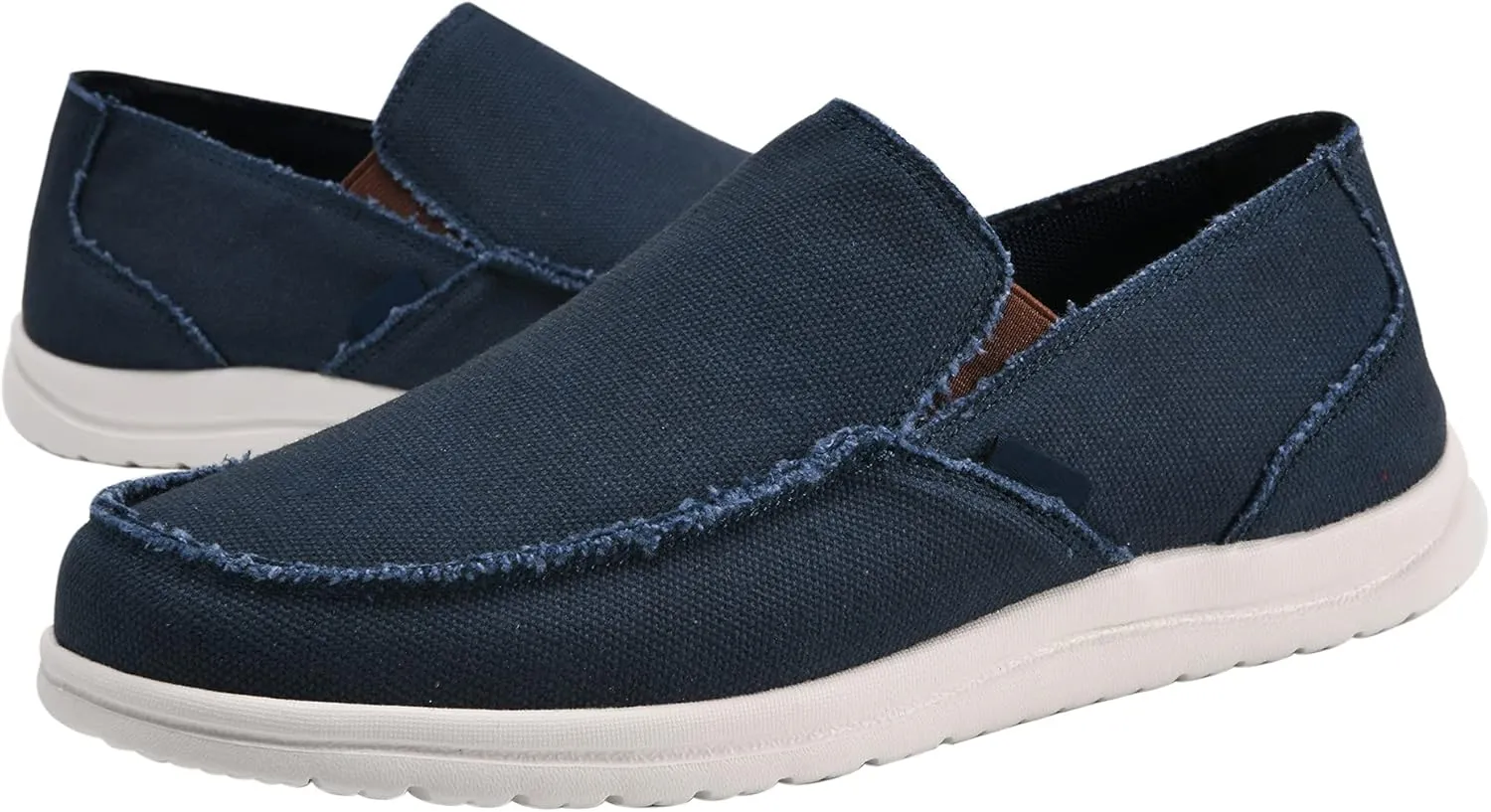 Mens Canvas Shoes Slip On Loafers Deck Shoes Walking Lightweight Causal Slip-ons