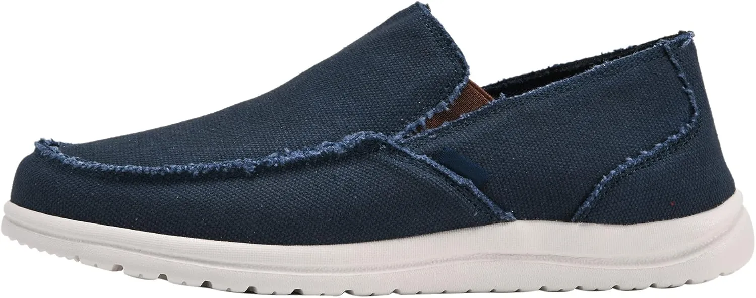 Mens Canvas Shoes Slip On Loafers Deck Shoes Walking Lightweight Causal Slip-ons