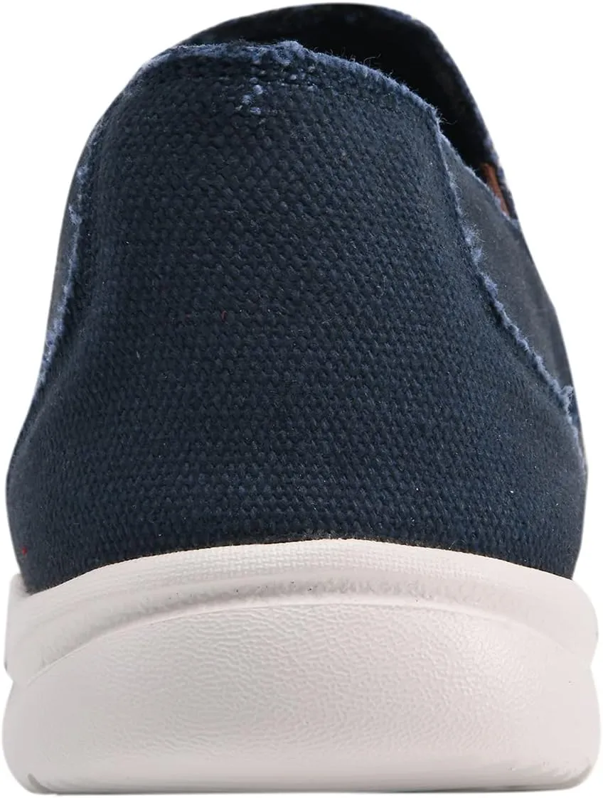 Mens Canvas Shoes Slip On Loafers Deck Shoes Walking Lightweight Causal Slip-ons