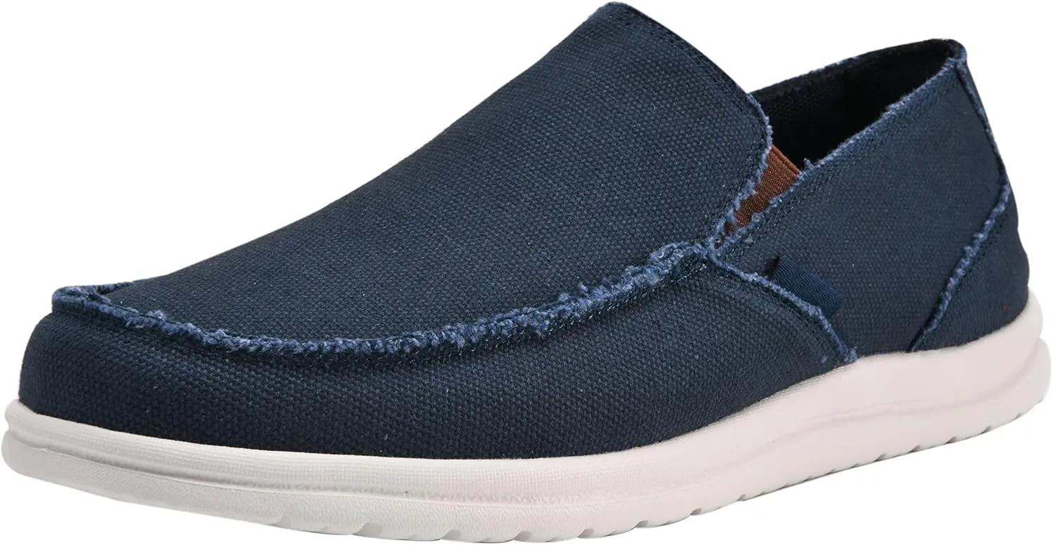 Mens Canvas Shoes Slip On Loafers Deck Shoes Walking Lightweight Causal Slip-ons