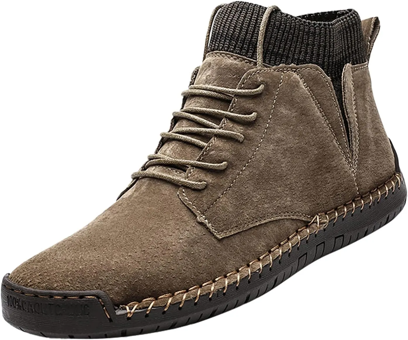 Men's Classic Suede Ankle Boots Lace Up Elastic Winter Boots Soft Flat Soled Walking Boots Mens Shoes 501 Sneaker