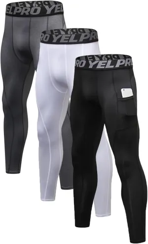 Men’s Compression Pants Athletic Running Leggings Workout Tights Quick Dry Base Layer for Basketball Sports