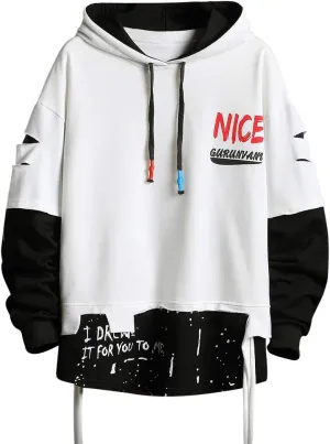 Men's Fashion Trends Hoodies Hip Hop Patchwork Sweater Hoodie Top