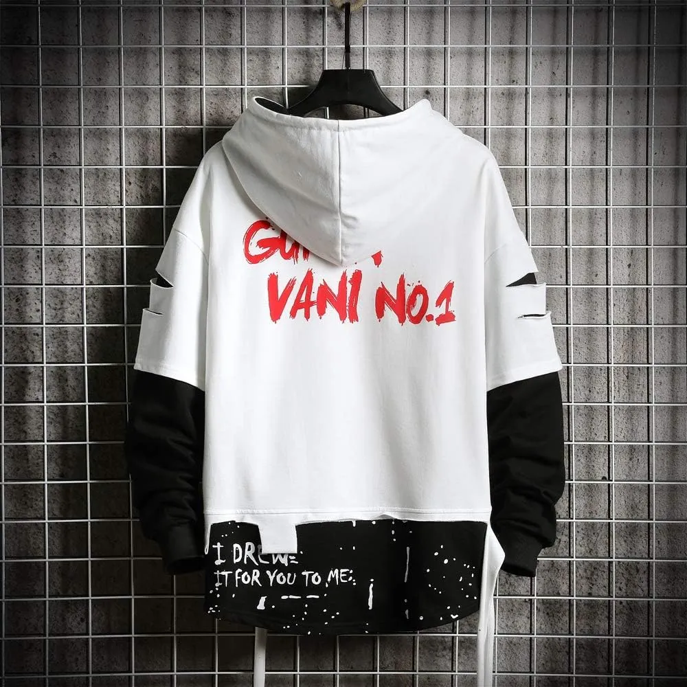 Men's Fashion Trends Hoodies Hip Hop Patchwork Sweater Hoodie Top