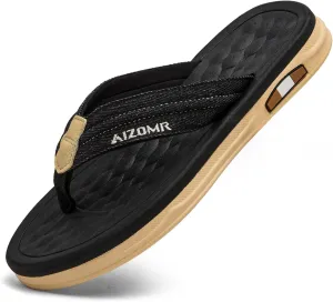 Men's Flip Flop Beach Thongs Sandals Durable Comfort Slippers Quick-Dry Flip-Flop Slides Indoor and Outdoor Comfort Ultra Soft Footbed