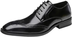 Men's Japanese British Carved Design Formal Business Block Oxford Single Shoes Suitable for Wedding Banquet