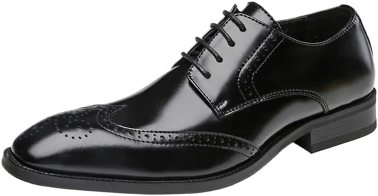 Men's Japanese British Carved Design Formal Business Block Oxford Single Shoes Suitable for Wedding Banquet