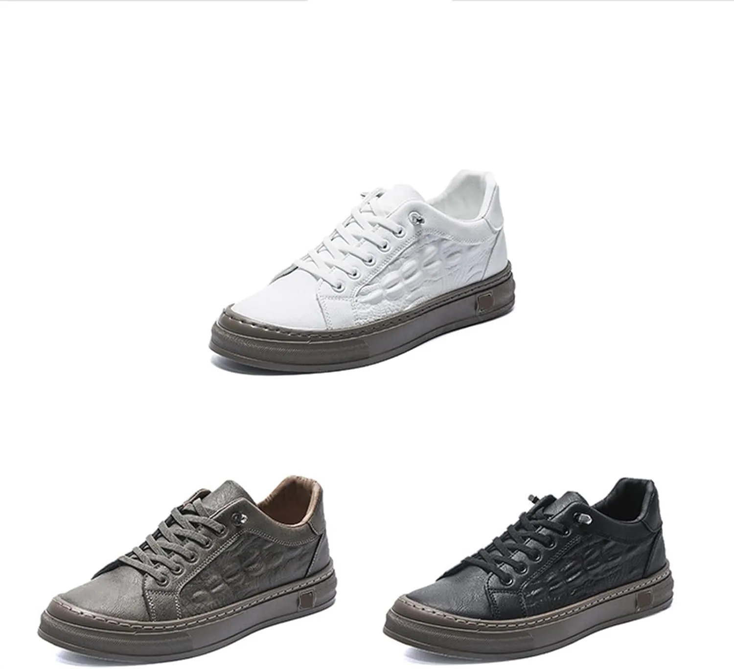 Men's Lace-Up Height Increasing Crocodile Sneakers Fashion Formal Leather Shoes,Thick Sole Comfortable Breathable Non-Slip Business Oxford Walking Shoes