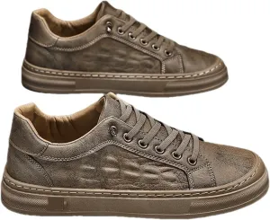 Men's Lace-Up Height Increasing Crocodile Sneakers Fashion Formal Leather Shoes,Thick Sole Comfortable Breathable Non-Slip Business Oxford Walking Shoes