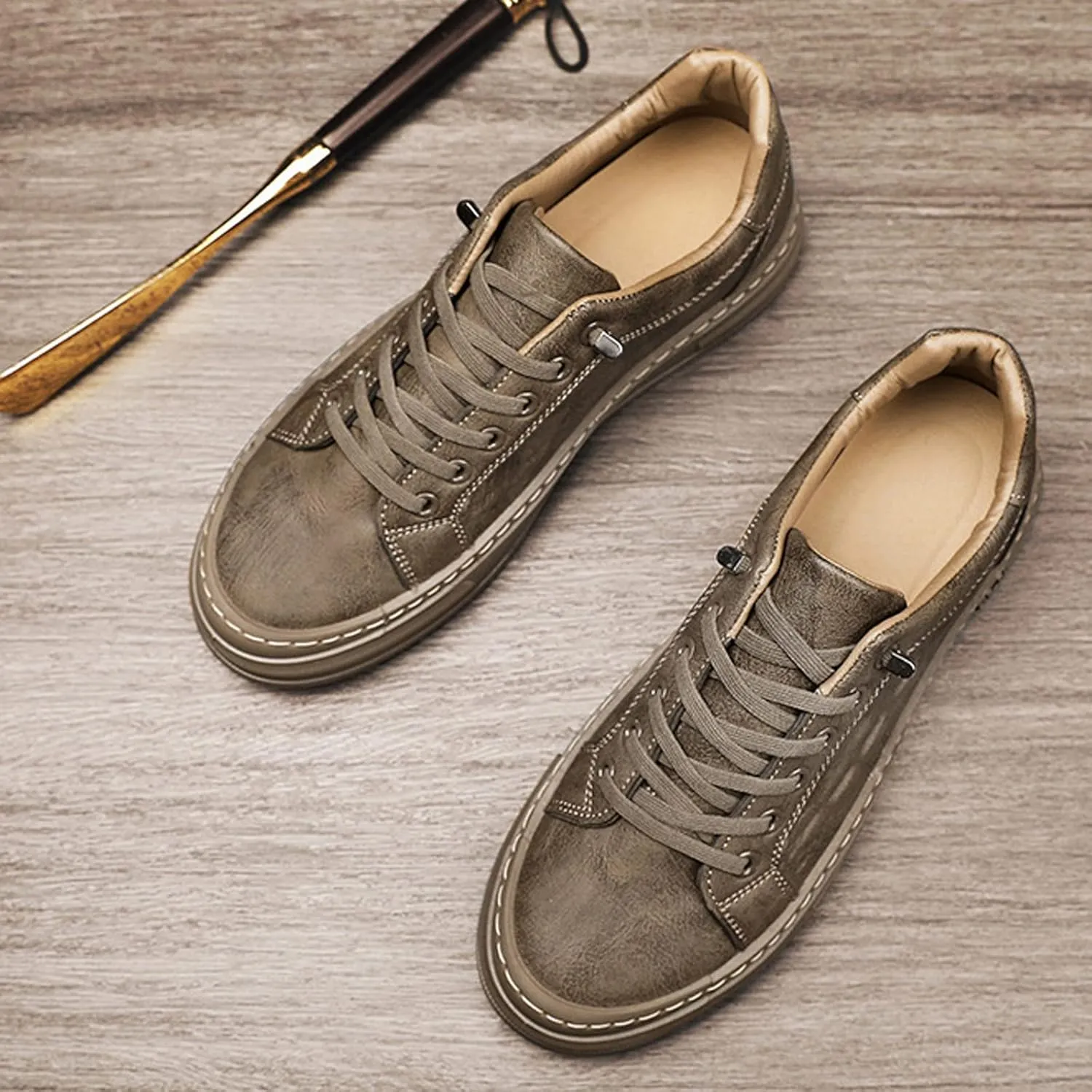Men's Lace-Up Height Increasing Crocodile Sneakers Fashion Formal Leather Shoes,Thick Sole Comfortable Breathable Non-Slip Business Oxford Walking Shoes
