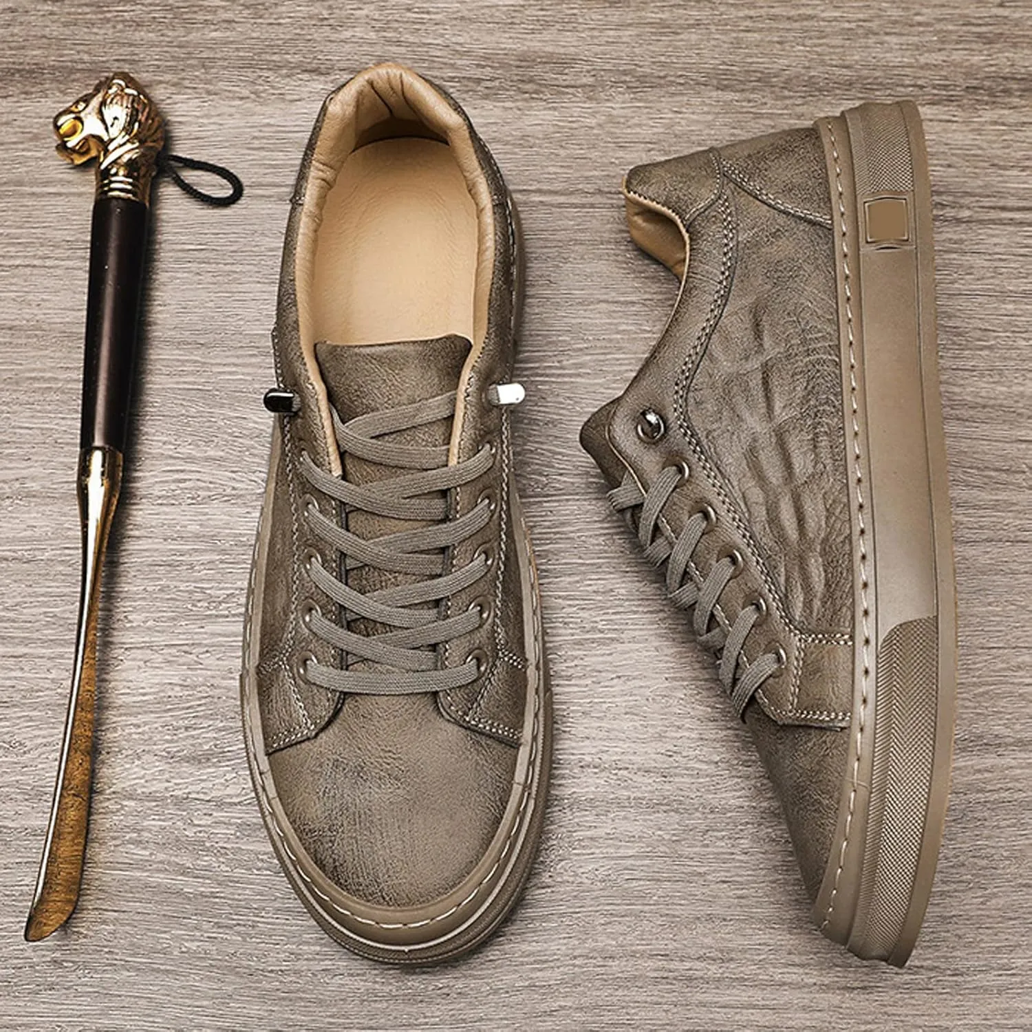 Men's Lace-Up Height Increasing Crocodile Sneakers Fashion Formal Leather Shoes,Thick Sole Comfortable Breathable Non-Slip Business Oxford Walking Shoes