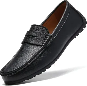 Men's Leather Casual Slip on Loafers Driving Walking Shoes