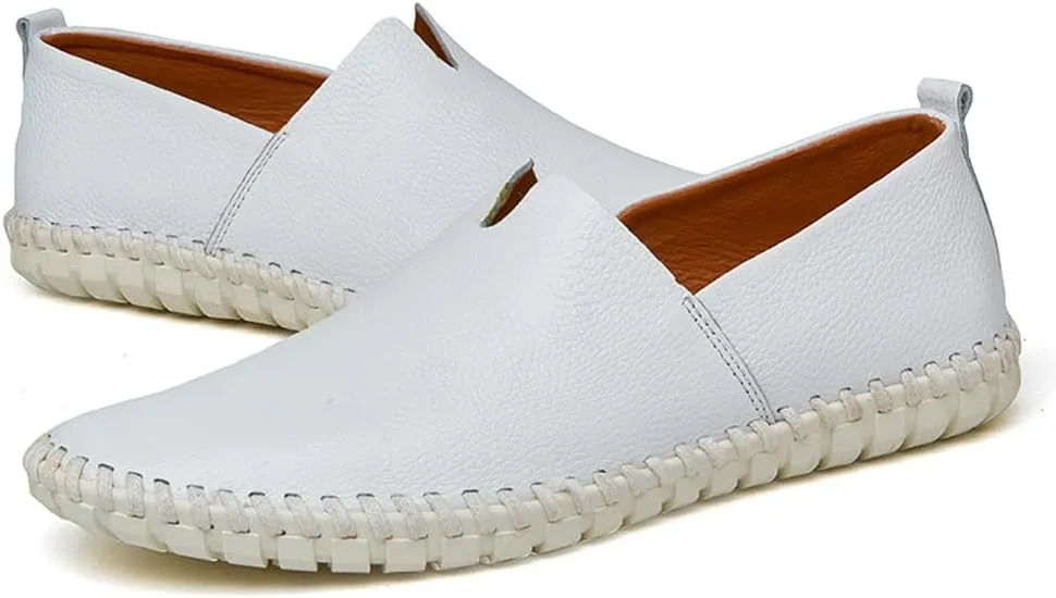 Men's Lightweight Casual Genuine Leather Slip On Penny Loafer Flats Soft Driving Walking Shoes