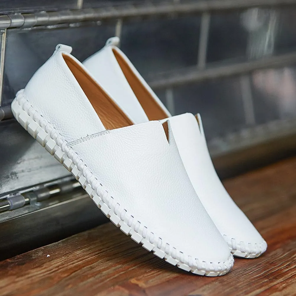 Men's Lightweight Casual Genuine Leather Slip On Penny Loafer Flats Soft Driving Walking Shoes