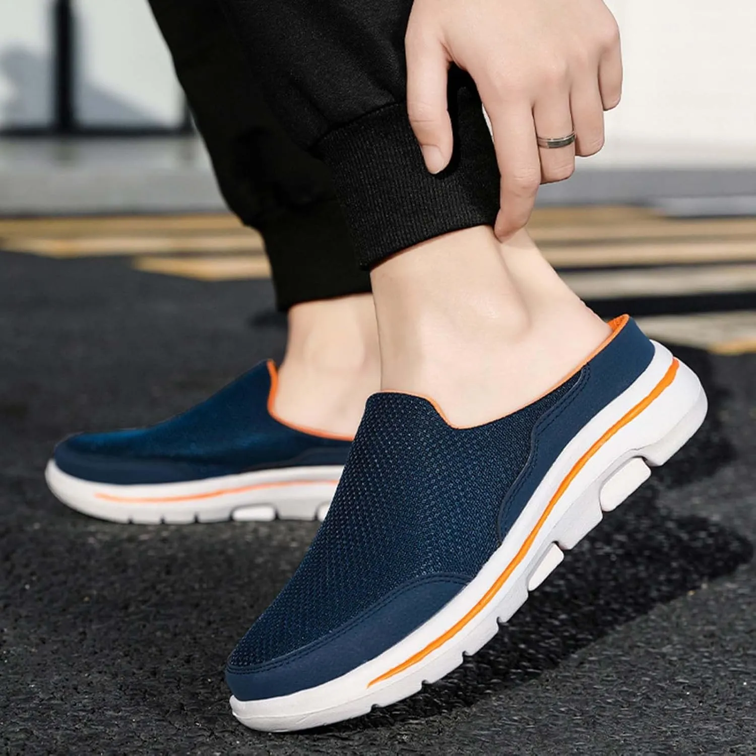 Mens Loafers & Slip-Ons Comfortable Breathable Flat Soled Slip On Mesh Heelless Casual Shoes for Men and Women
