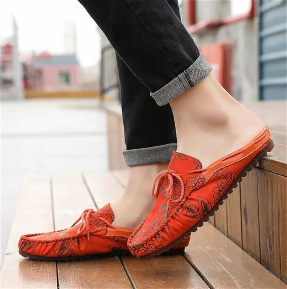 Mens Loafers Shoe Floral Vegan Leather Moccasins Loafers Shoes Lightweight Comfortable Flexible Fashion Outdoor Slip-on