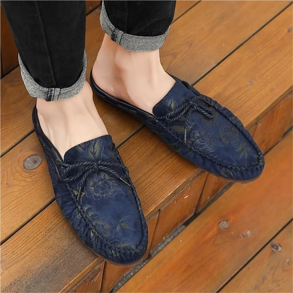 Mens Loafers Shoe Floral Vegan Leather Moccasins Loafers Shoes Lightweight Comfortable Flexible Fashion Outdoor Slip-on