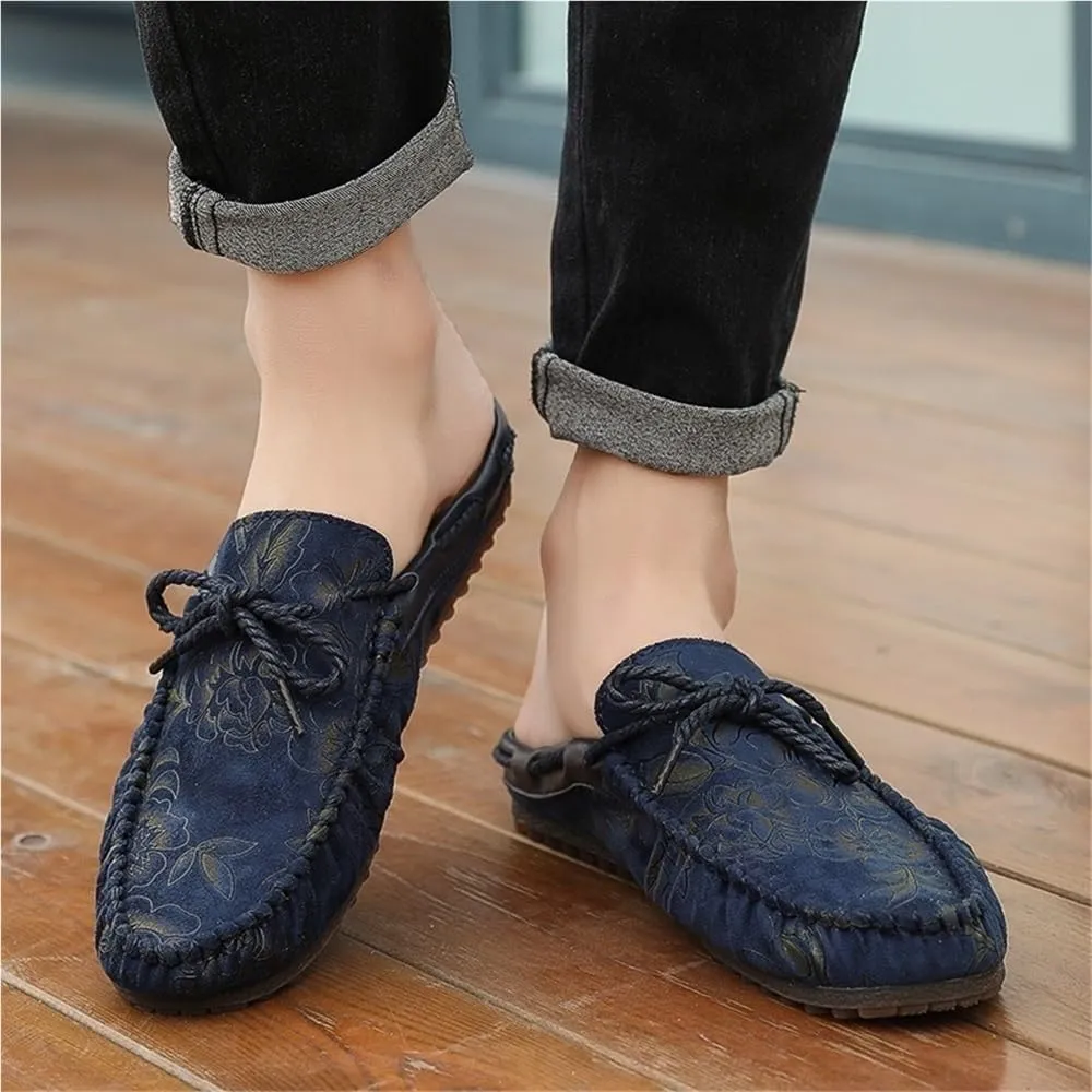 Mens Loafers Shoe Floral Vegan Leather Moccasins Loafers Shoes Lightweight Comfortable Flexible Fashion Outdoor Slip-on