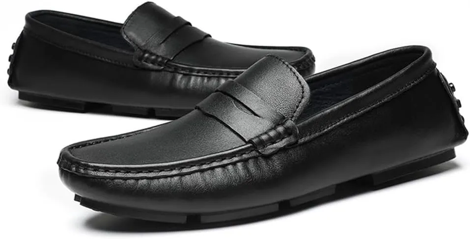 Men's Loafers Shoes Vegan Leather Stitching Details Round Toe Lightweight Flexible Comfortable Casual Classic Slip-ons