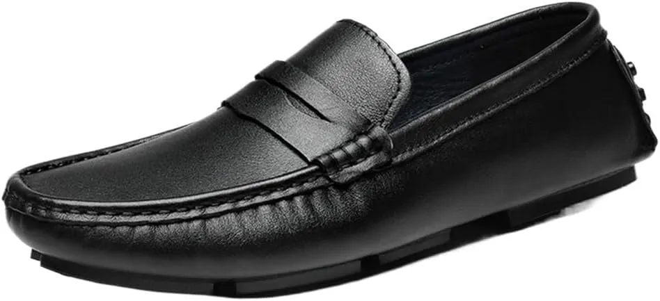 Men's Loafers Shoes Vegan Leather Stitching Details Round Toe Lightweight Flexible Comfortable Casual Classic Slip-ons