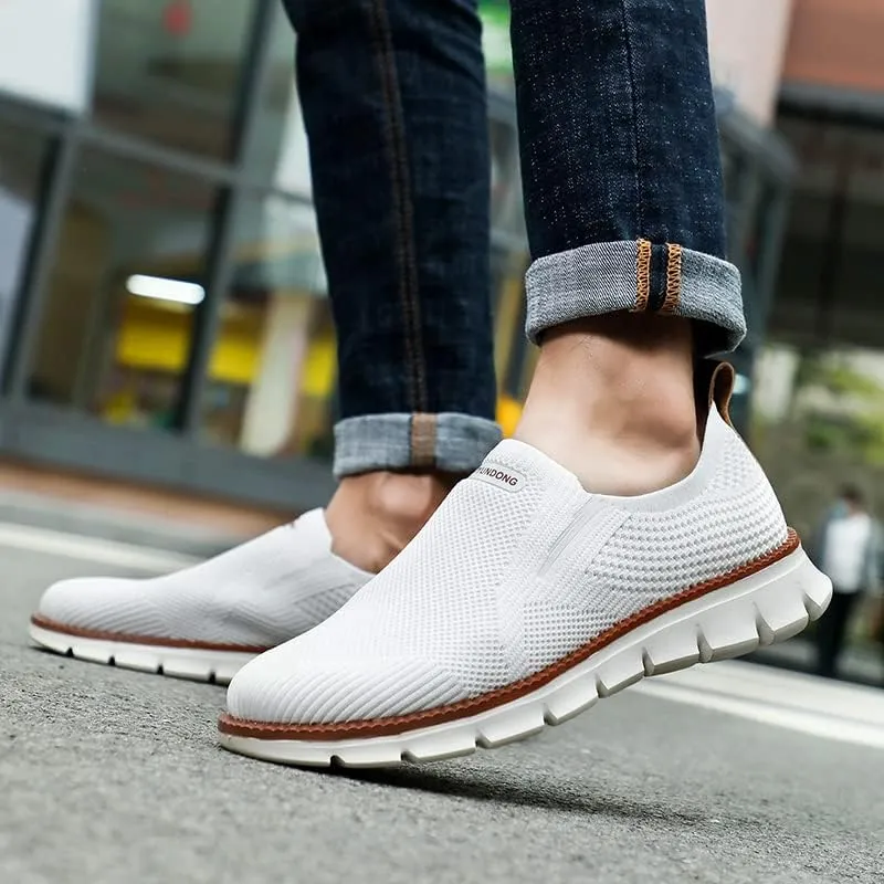 Men's Mesh Shoes,Plus Big Size,Slip-Ons with Knit Upper,Loafers, Lightweight,Breathable,Summer Casual Shoes, Khaki,White,Black,Blue