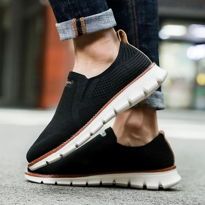 Men's Mesh Shoes,Plus Big Size,Slip-Ons with Knit Upper,Loafers, Lightweight,Breathable,Summer Casual Shoes, Khaki,White,Black,Blue