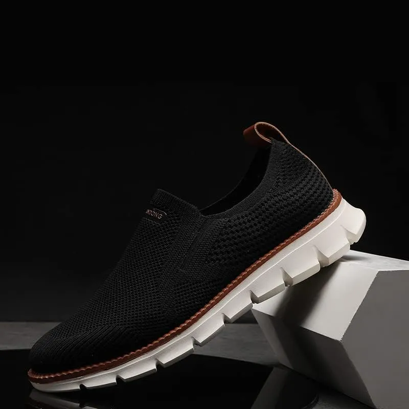 Men's Mesh Shoes,Plus Big Size,Slip-Ons with Knit Upper,Loafers, Lightweight,Breathable,Summer Casual Shoes, Khaki,White,Black,Blue