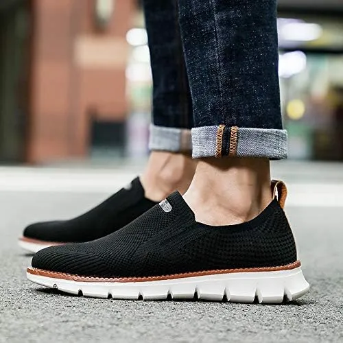 Men's Mesh Shoes,Plus Big Size,Slip-Ons with Knit Upper,Loafers, Lightweight,Breathable,Summer Casual Shoes, Khaki,White,Black,Blue