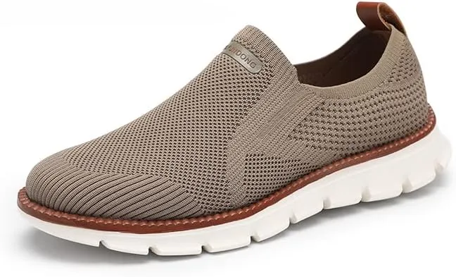 Men's Mesh Shoes,Plus Big Size,Slip-Ons with Knit Upper,Loafers, Lightweight,Breathable,Summer Casual Shoes, Khaki,White,Black,Blue