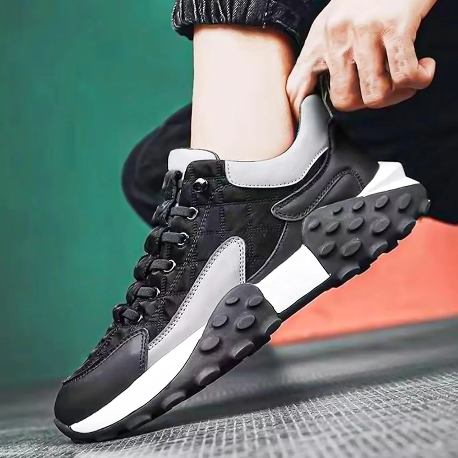 Men's Orthopedic Comfort Sneaker, 2025 Casual Waterproof Walking Tennis Slip on Wide Shoes Lightweight Non Slip Breathable Platform Shoe