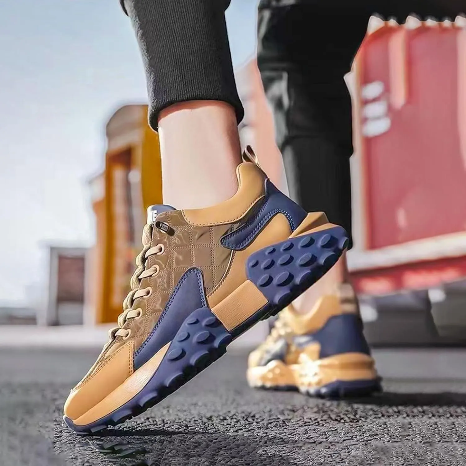 Men's Orthopedic Comfort Sneaker, 2025 Casual Waterproof Walking Tennis Slip on Wide Shoes Lightweight Non Slip Breathable Platform Shoe