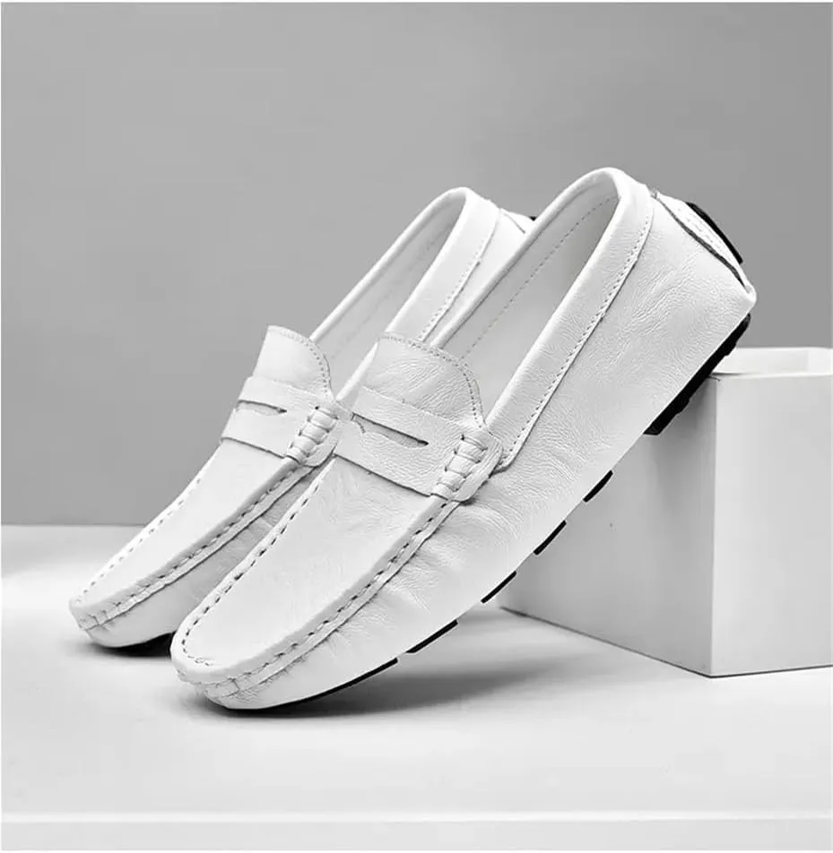 Mens Outdoor Walking Slip On Loafers Driving Loafers PU Leather Boat Shoes Flat Heel Resistant