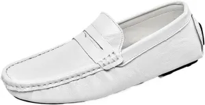 Mens Outdoor Walking Slip On Loafers Driving Loafers PU Leather Boat Shoes Flat Heel Resistant