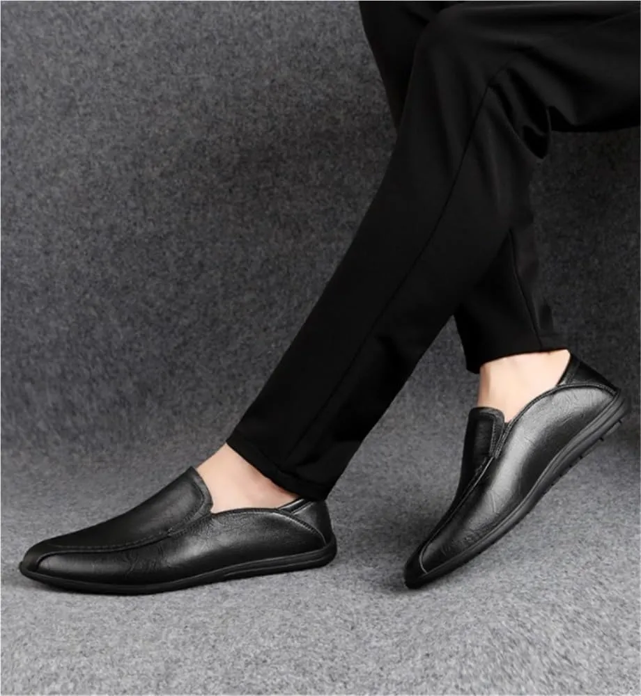 Mens Slip-on Vegan Leather Comfortable Lightweight Classic Loafers Round Toe Breathable Flexible