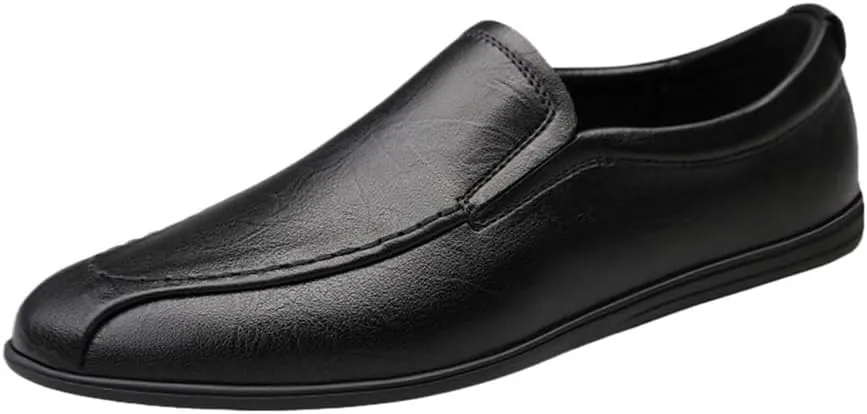 Mens Slip-on Vegan Leather Comfortable Lightweight Classic Loafers Round Toe Breathable Flexible