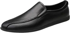 Mens Slip-on Vegan Leather Comfortable Lightweight Classic Loafers Round Toe Breathable Flexible