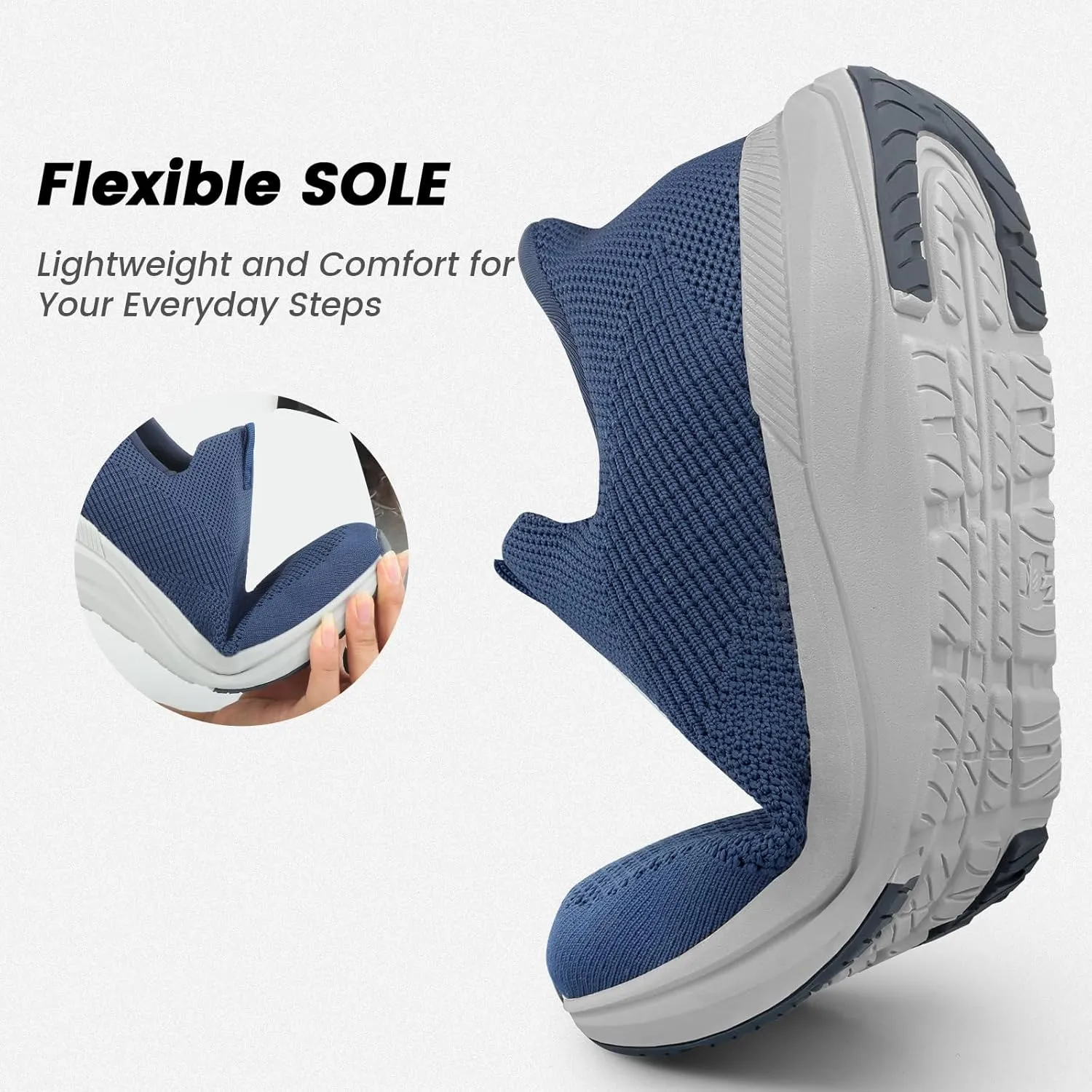 Mens Slip On Walking Shoes Running Tennis Shoes for Athletic Workout Gym Casual Non Slip Training Sneakers Breathable Knit Upper Indoor Outdoor