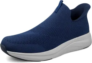 Mens Slip On Walking Shoes Running Tennis Shoes for Athletic Workout Gym Casual Non Slip Training Sneakers Breathable Knit Upper Indoor Outdoor