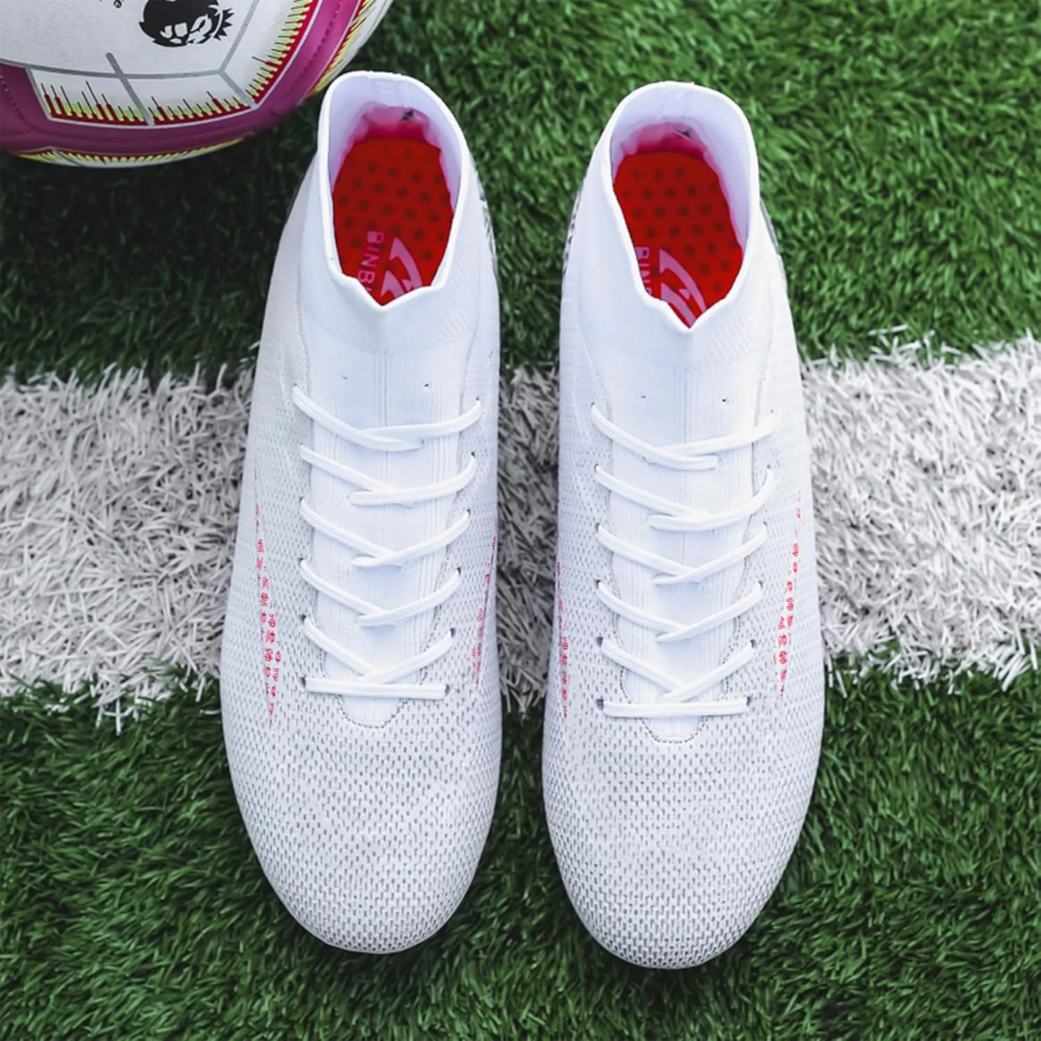 Men's Soccer Shoes Football Cleats High-Tops Lace-Up Non-Slip Spikes Outdoor AG/FG Baseball Lacrosse Rugby Combat Boots