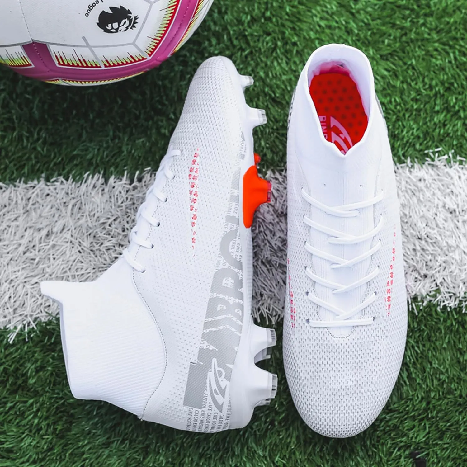 Men's Soccer Shoes Football Cleats High-Tops Lace-Up Non-Slip Spikes Outdoor AG/FG Baseball Lacrosse Rugby Combat Boots