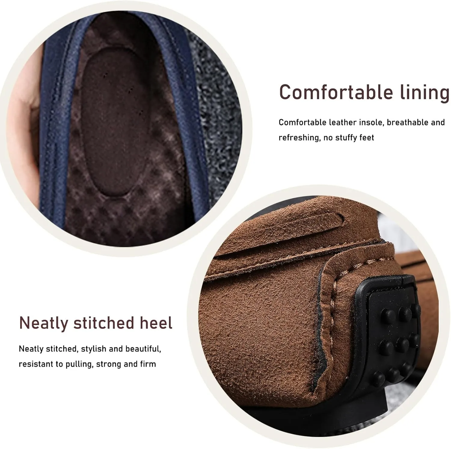 Men's Suede Leather Bow Tie Flat Loafers Classic Round Toe Non-Slip Soft Sole Driving Slip-On Business Moccasins Boat Shoes