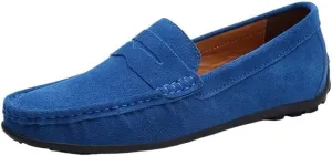 Men's Suede Loafers – Classic Loafer with Round Toe, Stitching Details, Flexible, Comfortable, and Slip-On Design for Prom and Casual Wear