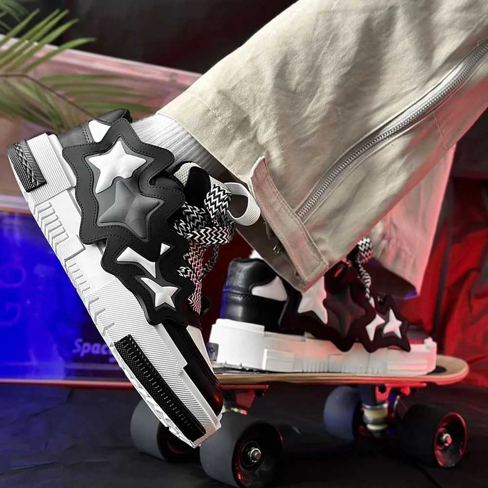 Men's Trendy Street Style Colour Block Skateboard Shoes, Comfy Non Slip Durable Platform Sneakers for Men's Outdoor Activities